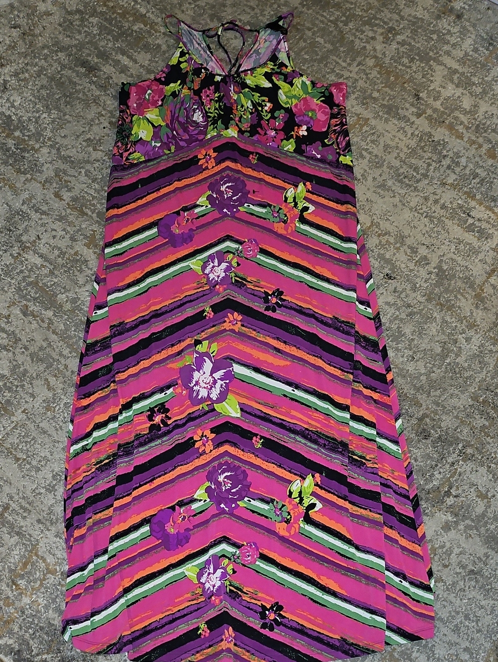 Lane Bryant Floral Multi-Stripe Maxi Dress Sz 18/20 (2X) - Picture 2 of 7